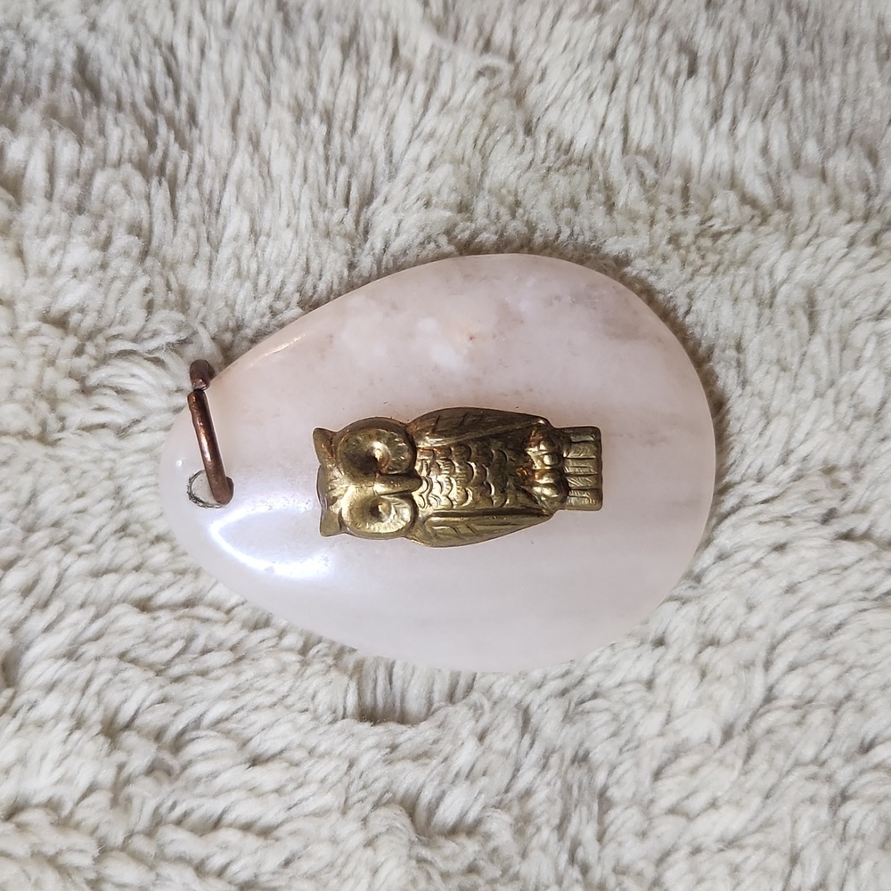 Rose Quartz Owl Pendant (for necklace)